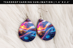 Abstract Teardrop Earring Sublimation PNG Design Product Image 1