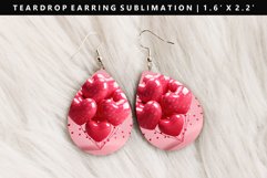 Puff Heart Teardrop Earring Sublimation PNG Design Product Image 1