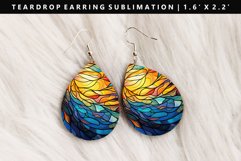 Stained Glass Teardrop Earring Sublimation PNG Design Product Image 1