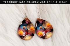 Flower Teardrop Earring Sublimation PNG Design Product Image 1