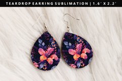 Flower Teardrop Earring Sublimation PNG Design Product Image 1