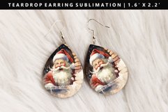 Funny Santa Teardrop Earring Sublimation PNG Design Product Image 1