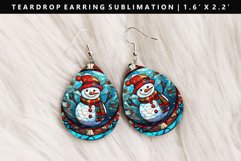 Snowman Teardrop Earring Sublimation PNG Design Product Image 1