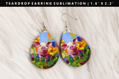 Pig Teardrop Earring Sublimation PNG Design Product Image 1
