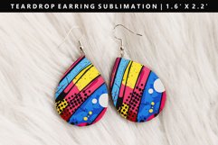 Retro Pop Art Teardrop Earring Sublimation PNG Design Product Image 1
