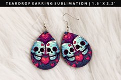 Skull Teardrop Earring Sublimation PNG Design Product Image 1