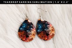 Flower Teardrop Earring Sublimation PNG Design Product Image 1