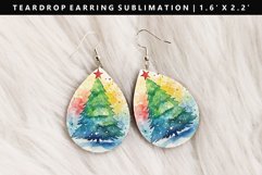 Watercolor Teardrop Earring Sublimation PNG Design Product Image 1