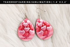 Puff Heart Teardrop Earring Sublimation PNG Design Product Image 1