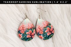 Flower Teardrop Earring Sublimation PNG Design Product Image 1