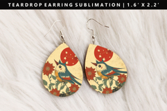 Hanafuda Teardrop Earring Sublimation PNG Design Product Image 1