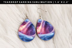 Abstract Teardrop Earring Sublimation PNG Design Product Image 1