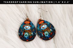 Snowman Teardrop Earring Sublimation PNG Design Product Image 1