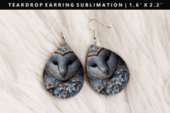 Owl Teardrop Earring Sublimation PNG Design Product Image 1
