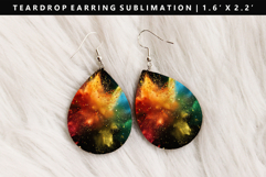 Rainbow Teardrop Earring Sublimation PNG Design Product Image 1