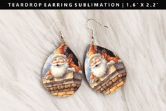 Funny Santa Teardrop Earring Sublimation PNG Design Product Image 1