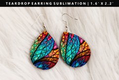 Stained Glass Teardrop Earring Sublimation PNG Design Product Image 1