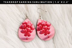 Puff Heart Teardrop Earring Sublimation PNG Design Product Image 1