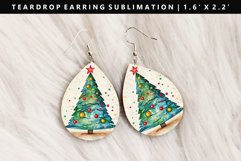 Watercolor Teardrop Earring Sublimation PNG Design Product Image 1