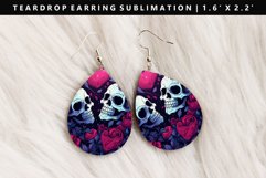 Skull Teardrop Earring Sublimation PNG Design Product Image 1