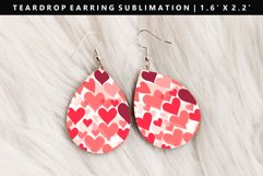 Heart Teardrop Earring Sublimation PNG Design Product Image 1