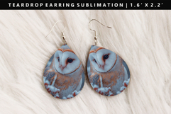 Owl Teardrop Earring Sublimation PNG Design Product Image 1