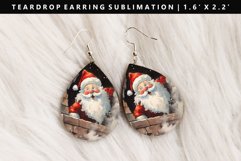 Funny Santa Teardrop Earring Sublimation PNG Design Product Image 1