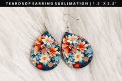 Flower Teardrop Earring Sublimation PNG Design Product Image 1
