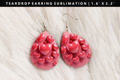 Puff Heart Teardrop Earring Sublimation PNG Design Product Image 1