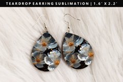 Flower Teardrop Earring Sublimation PNG Design Product Image 1