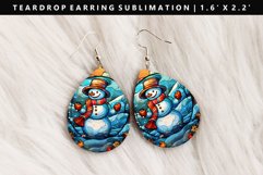 Snowman Teardrop Earring Sublimation PNG Design Product Image 1