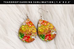 Flower Teardrop Earring Sublimation PNG Design Product Image 1