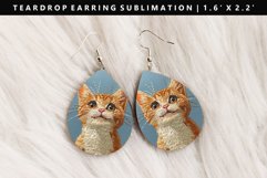 Funny Cat Teardrop Earring Sublimation PNG Design Product Image 1