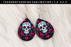 Skull Teardrop Earring Sublimation PNG Design Product Image 1