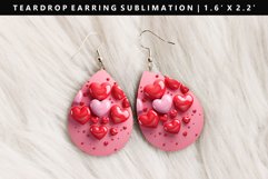 Puff Heart Teardrop Earring Sublimation PNG Design Product Image 1