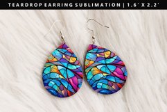Stained Glass Teardrop Earring Sublimation PNG Design Product Image 1