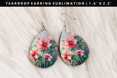 Flower Teardrop Earring Sublimation PNG Design Product Image 1