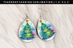 Watercolor Teardrop Earring Sublimation PNG Design Product Image 1