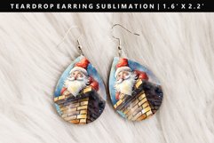 Funny Santa Teardrop Earring Sublimation PNG Design Product Image 1
