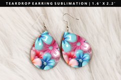 Flower Teardrop Earring Sublimation PNG Design Product Image 1