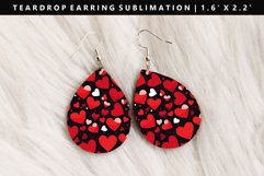 Heart Teardrop Earring Sublimation PNG Design Product Image 1