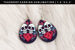 Skull Teardrop Earring Sublimation PNG Design Product Image 1