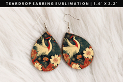 Hanafuda Teardrop Earring Sublimation PNG Design Product Image 1