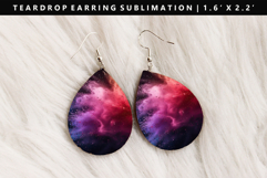 Rainbow Teardrop Earring Sublimation PNG Design Product Image 1