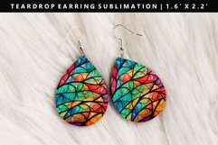 Stained Glass Teardrop Earring Sublimation PNG Design Product Image 1
