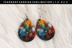 Rainbow Teardrop Earring Sublimation PNG Design Product Image 1