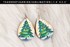 Watercolor Teardrop Earring Sublimation PNG Design Product Image 1