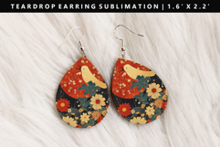 Hanafuda Teardrop Earring Sublimation PNG Design Product Image 1