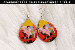 Pig Teardrop Earring Sublimation PNG Design Product Image 1