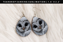 Owl Teardrop Earring Sublimation PNG Design Product Image 1
